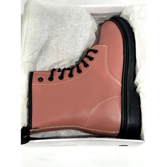JEEKOPEG Women's Fashion Combat Pink Boots 8 - Picture 7 of 10